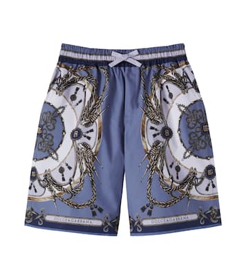 Printed cotton poplin Bermuda shorts | Dolce&Gabbana Kids