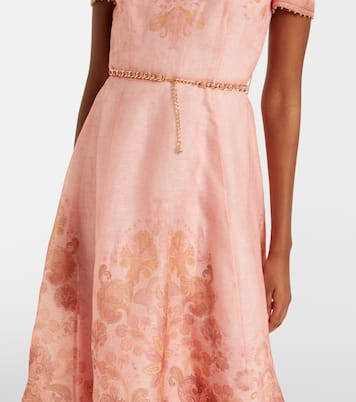 Belted paisley linen and silk midi dress | Zimmermann