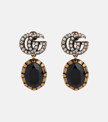 Double G embellished earrings in black Gucci Mytheresa