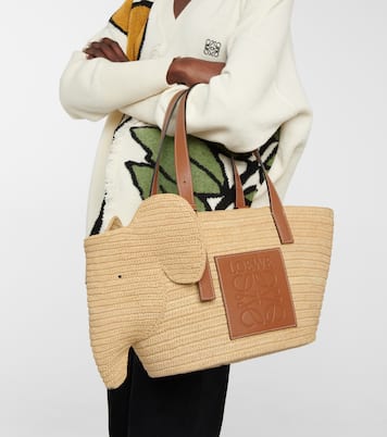 Cabas Elephant Basket en raphia et cuir | Loewe