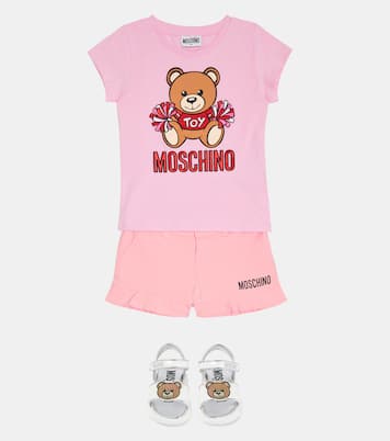 Shorts in misto cotone con logo | Moschino Kids