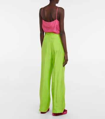 High-rise silk-blend wide-leg pants | Dries Van Noten