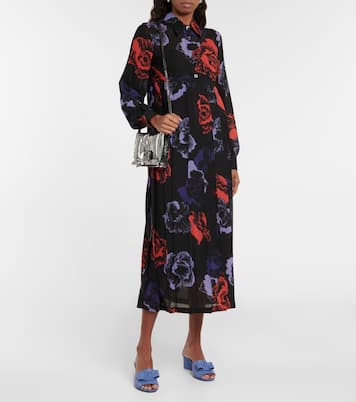 Vestido midi en mezcla de lana floral | Ferragamo