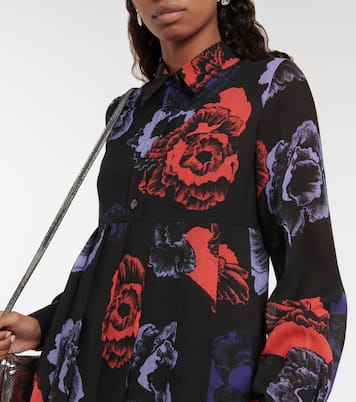 Vestido midi en mezcla de lana floral | Ferragamo