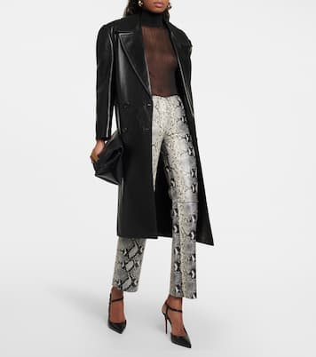 Snake-print straight leather pants | Victoria Beckham