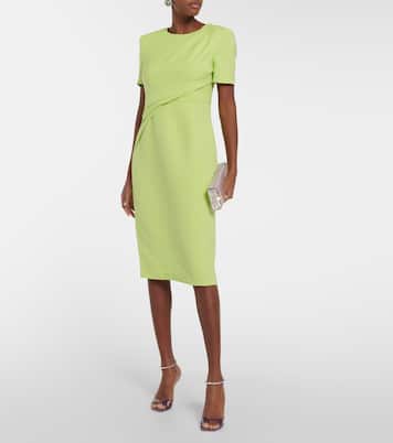 Gathered wool and silk midi dress | Roland Mouret