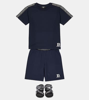 Logo cotton jersey shorts | Balmain Kids