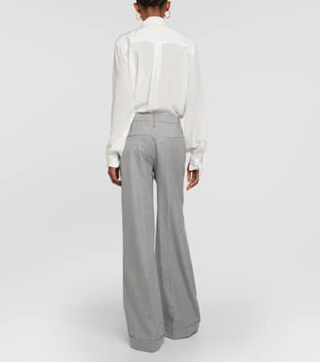 Weite High-Rise-Hose aus Wolle | Brunello Cucinelli