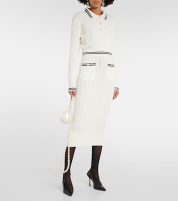 Falda midi en punto trenzado de algodón | Alessandra Rich