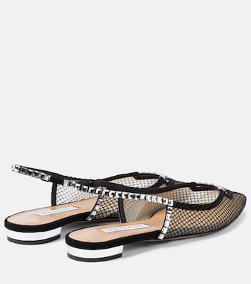 Forbidden Love mesh and suede slingback flats | Aquazzura