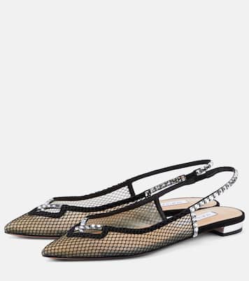 Forbidden Love mesh and suede slingback flats | Aquazzura