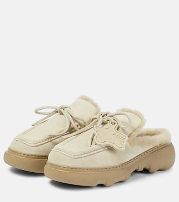 Slippers EKD aus Veloursleder mit Shearling | Burberry