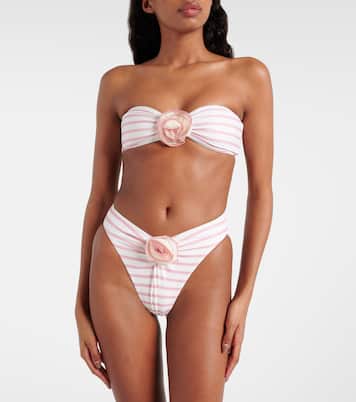 Rose floral-appliqué bandeau bikini top | Same