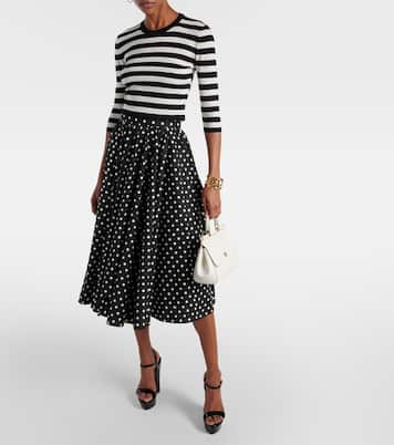 Falda midi de popelín de algodón con lunares | Dolce&Gabbana