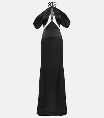 Abito lungo in tulle con scollo bardot | David Koma