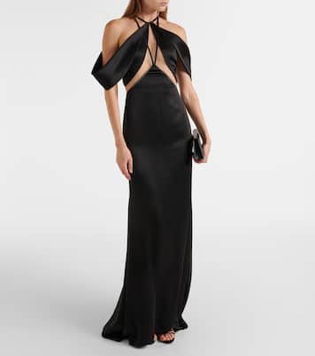 Abito lungo in tulle con scollo bardot | David Koma