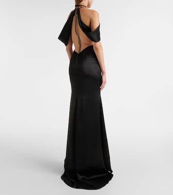 Abito lungo in tulle con scollo bardot | David Koma