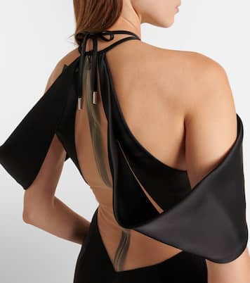 Abito lungo in tulle con scollo bardot | David Koma