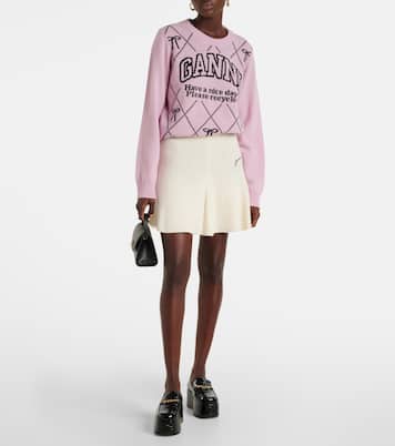 Logo intarsia wool-blend sweater | Ganni