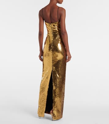 Gloria sequined floral-appliqué gown | Rebecca Vallance