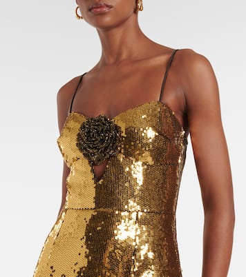 Gloria sequined floral-appliqué gown | Rebecca Vallance