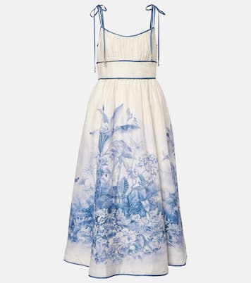Abito midi Wylie in lino con stampa | Zimmermann