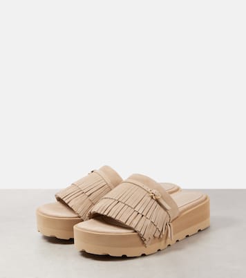 Fringed suede platform slides | Gianvito Rossi