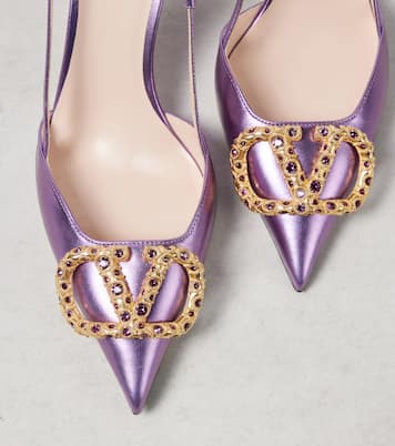 VLogo Signature 80 leather slingback pumps | Valentino Garavani