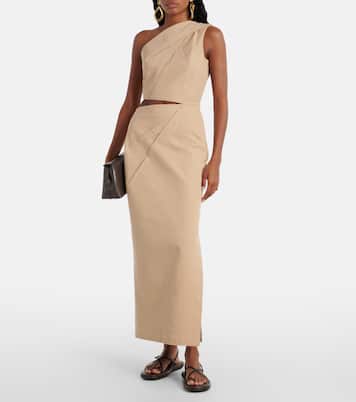 One-Shoulder-Maxikleid aus Twill | Max Mara