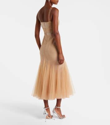 Cocktailkleid mit Pailletten und Tüll | David Koma