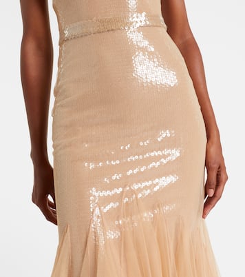 Cocktailkleid mit Pailletten und Tüll | David Koma