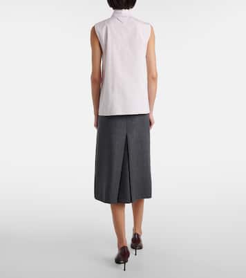 Bow-detail pleated cotton poplin top | Prada