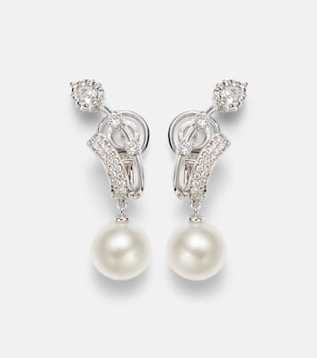 Pendientes de clip Pearlescent de oro de 18 ct con diamantes y perlas | Yeprem