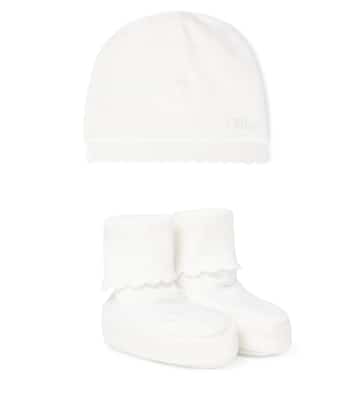 Baby set of cotton and cashmere beanie and booties | Chloé Kids