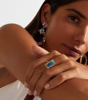 18kt gold ring with opal and diamonds | Suzanne Kalan