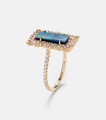 18kt gold ring with opal and diamonds | Suzanne Kalan