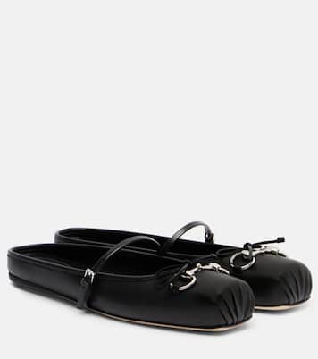 Horsebit leather ballet flats | Gucci