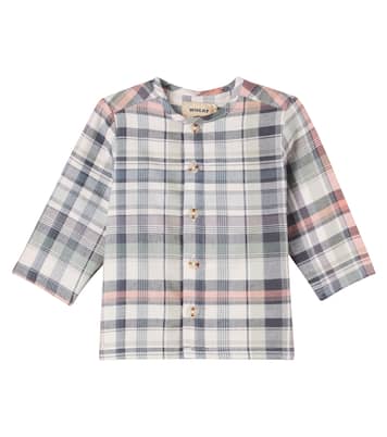 Baby Shelby checked cotton shirt | Wheat