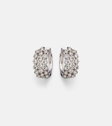 Three Row 18kt white gold huggie earrings with diamonds | Anita Ko