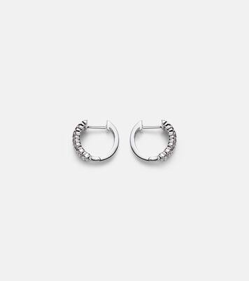Three Row 18kt white gold huggie earrings with diamonds | Anita Ko