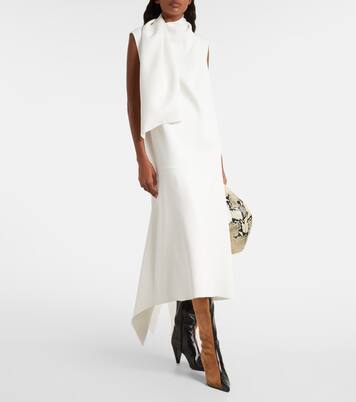 Loell scarf-detail asymmetric midi dress | Khaite