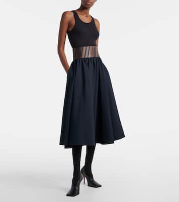 Falda midi de lana con piel  | Alaïa