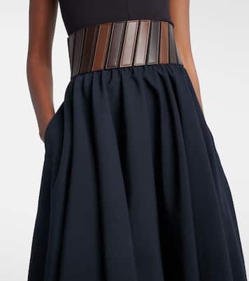 Falda midi de lana con piel  | Alaïa