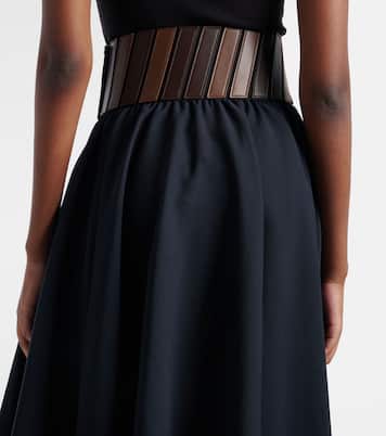 Falda midi de lana con piel  | Alaïa