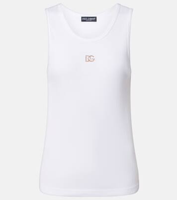 DG embellished ribbed-knit cotton tank top | Dolce&Gabbana
