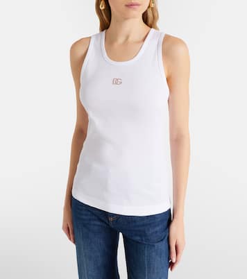 DG embellished ribbed-knit cotton tank top | Dolce&Gabbana