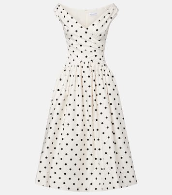 Polka-dot off-shoulder cotton midi dress | Self-Portrait