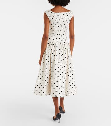 Polka-dot off-shoulder cotton midi dress | Self-Portrait