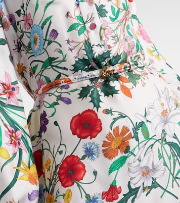 Floral belted silk twill gown | Gucci