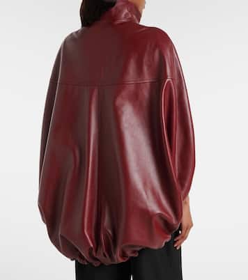 Asymmetric gathered leather cape | Balenciaga